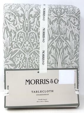 William Morris & Co Snakeshead OBLONG Tablecloth 60X84” In. Seats 6-8 Green Crm